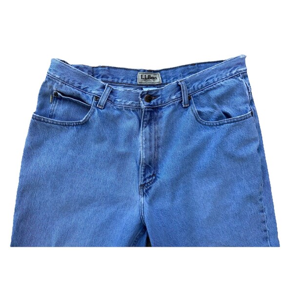 VTG LL Bean Classic Fit Jean 35x29 (32x28) 90s Light Wash Fade Distressed Denim - Picture 2 of 15